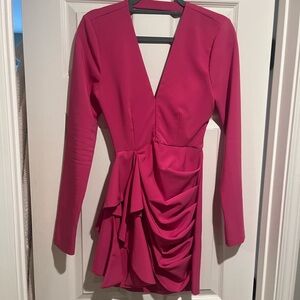 Elegant Pink Long Sleeve Dress